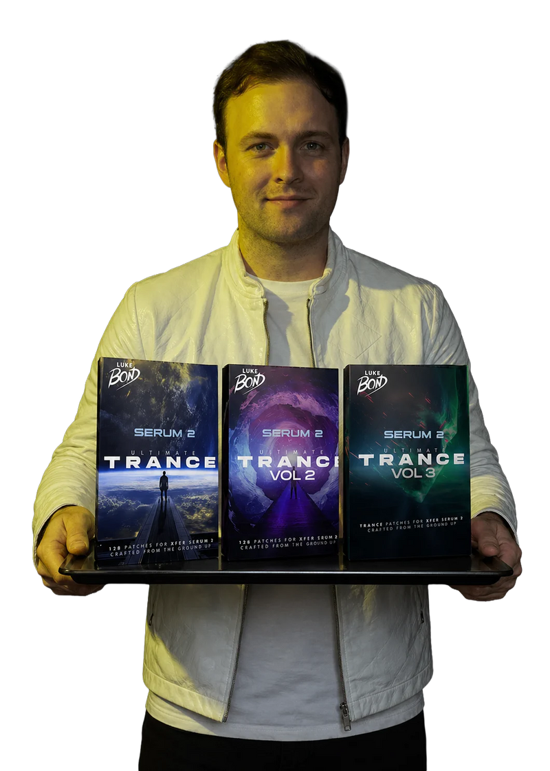 Luke Bond holding the Ultimate Trance Trilogy bundle