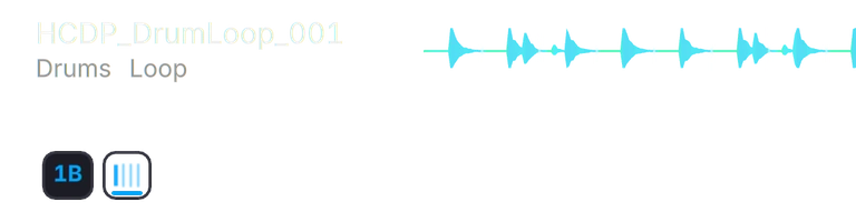 A drum loop row under its beat grid, sliced at every beat